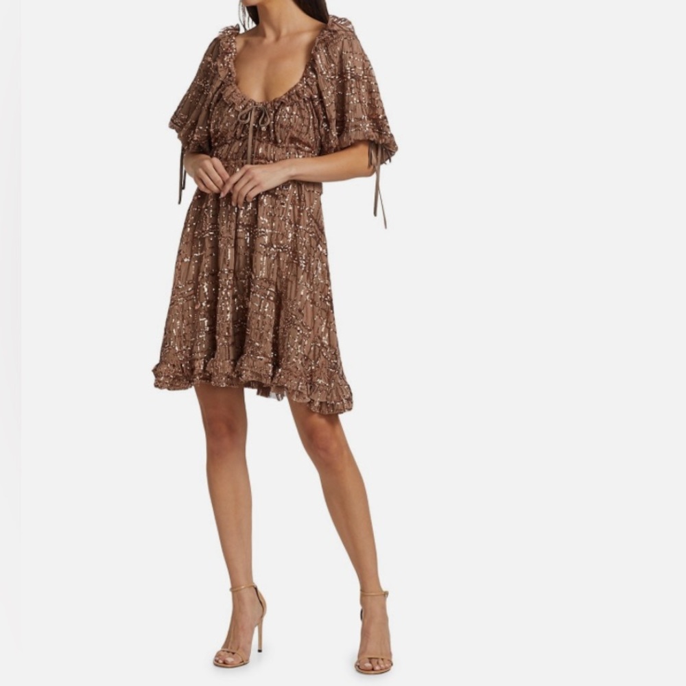 NWT En Saison Sequin Party Dress. SZ SMALL. Unworn, with Tags. Bronze sequins.